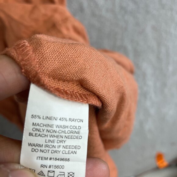 NEW Briggs Women's M Flutter Sleeve Linen Blend Midi SunDress Rust Orange - Picture 9 of 12